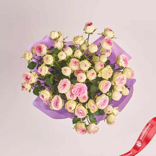 Фото 2: Букет из 9 кустовых розовых роз в пленке «Почетная грамота». Сервис доставки цветов AzaliaNow