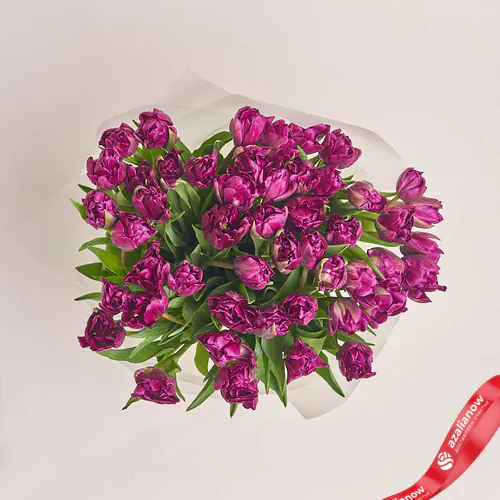 Фото 2: Букет из 51 пионовидного фиолетового тюльпана в пленке. Сервис доставки цветов AzaliaNow