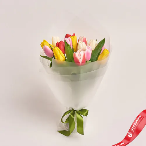 Фото 1: Букет из 15 тюльпанов микс в пленке. Сервис доставки цветов AzaliaNow