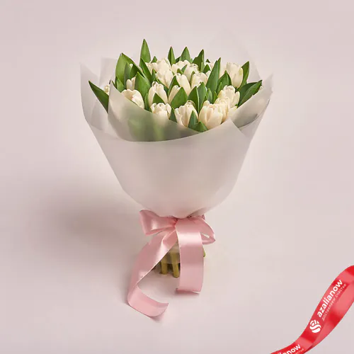 Фото 1: Букет из 25 белых тюльпанов в пленке. Сервис доставки цветов AzaliaNow