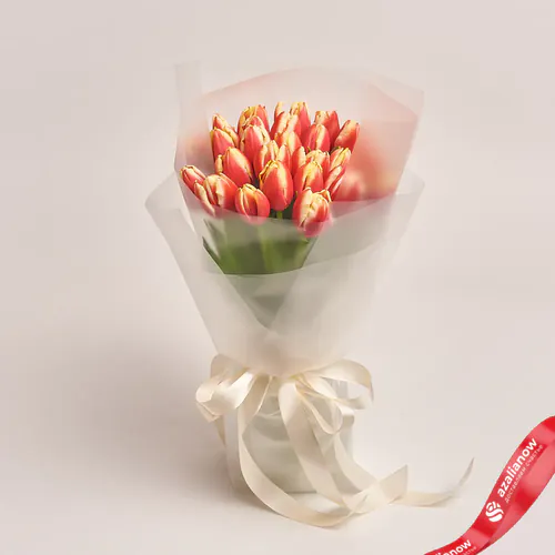 Фото 1: Букет из 25 красных тюльпанов в пленке. Сервис доставки цветов AzaliaNow