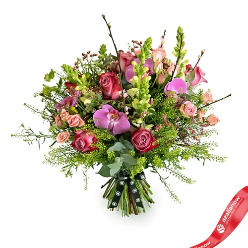 Фото 1: Букет их орхидей, роз и орнитогалумов «Динара». Сервис доставки цветов AzaliaNow