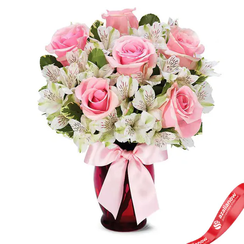 Фото 1: Букет из роз и альстромерий «Екатерина». Сервис доставки цветов AzaliaNow