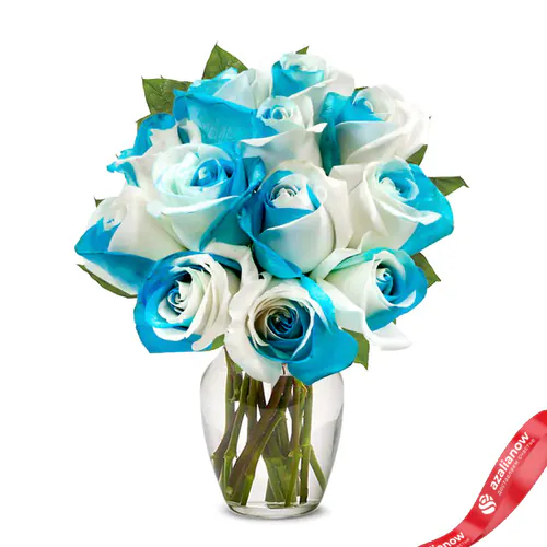 Фото 1: Букет из 13 бело-голубых роз «Елена». Сервис доставки цветов AzaliaNow