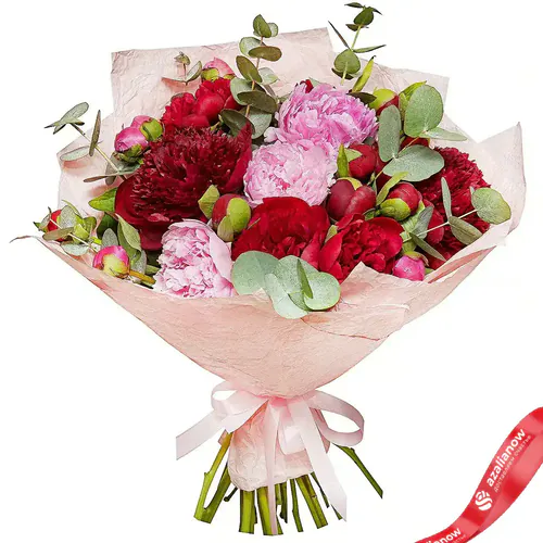 Фото 1: Букет из 11 красных и 10 розовых пионов. Сервис доставки цветов AzaliaNow