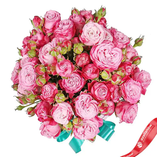 Фото 2: Букет из 9 кустовых пионовидных розовых роз в шляпной коробке. Сервис доставки цветов AzaliaNow