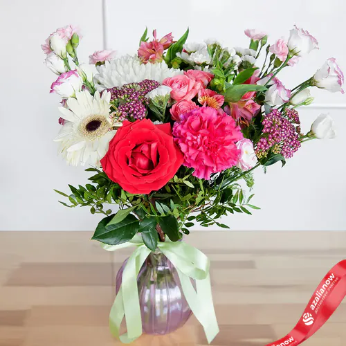 Фото 2: Букет из роз, хризантем, гербер, гвоздик «Яркость». Сервис доставки цветов AzaliaNow