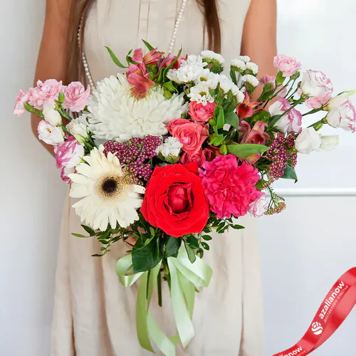 Фото 3: Букет из роз, хризантем, гербер, гвоздик «Яркость». Сервис доставки цветов AzaliaNow