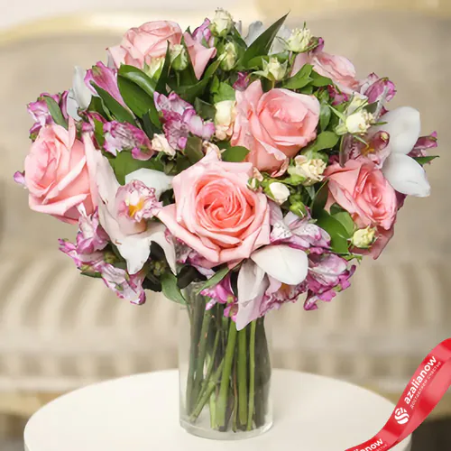 Фото 1: Букет из роз, орхидей, альстромерий «Цветочная королева». Сервис доставки цветов AzaliaNow