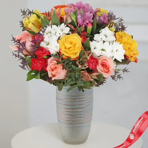 Фото 3: Букет из роз, хризантем, гвоздик, альстромерий «Фестиваль цветов». Сервис доставки цветов AzaliaNow