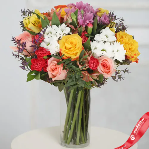Фото 2: Букет из роз, хризантем, гвоздик, альстромерий «Фестиваль цветов». Сервис доставки цветов AzaliaNow
