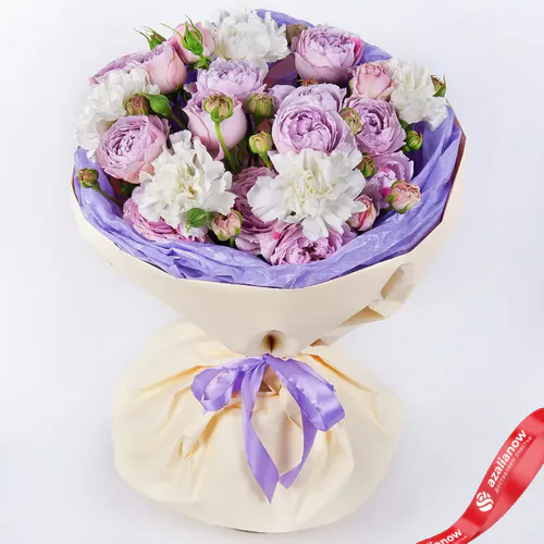 Фото 3: Акция! Букет из 6 пионовидных роз и 5 ирисов «Королевская элегантность» (ТОП 100). Сервис доставки цветов AzaliaNow