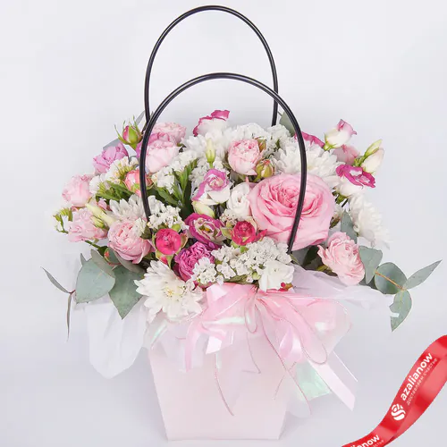 Фото 1: Букет из роз, лизиантусов и хризантемы «Ласковый момент». Сервис доставки цветов AzaliaNow