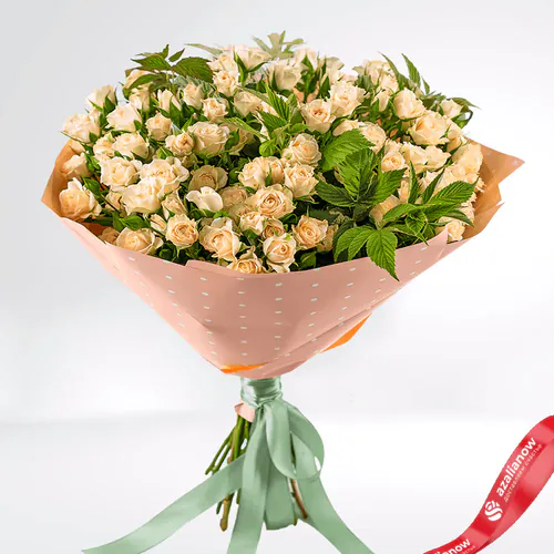 Фото 1: Букет из 19 кремовых роз «Ласточка». Сервис доставки цветов AzaliaNow