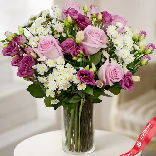 Фото 1: Букет из лизиантусов, роз и хризантем «Любимый человек». Сервис доставки цветов AzaliaNow