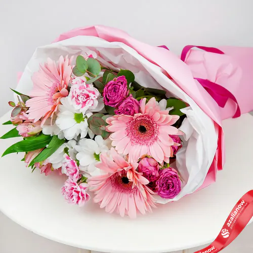 Фото 2: Букет из гербер, хризантем, роз «Нежное сердце». Сервис доставки цветов AzaliaNow