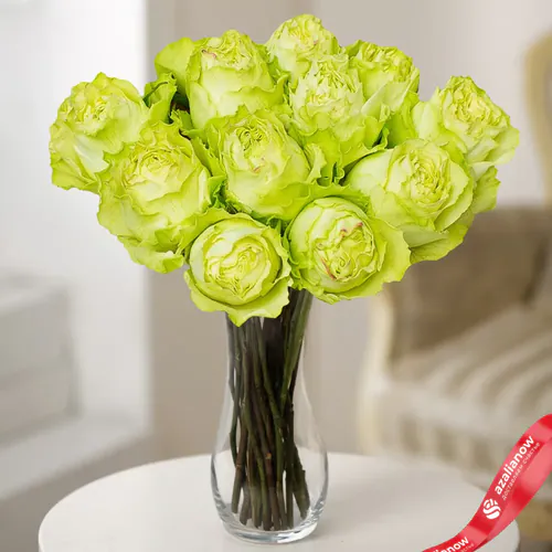 Фото 1: 11 пионовидных зеленых роз 50 см, Голландия. Сервис доставки цветов AzaliaNow