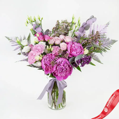 Фото 1: Букет из пионов, роз, гвоздик «Отличная ночь». Сервис доставки цветов AzaliaNow