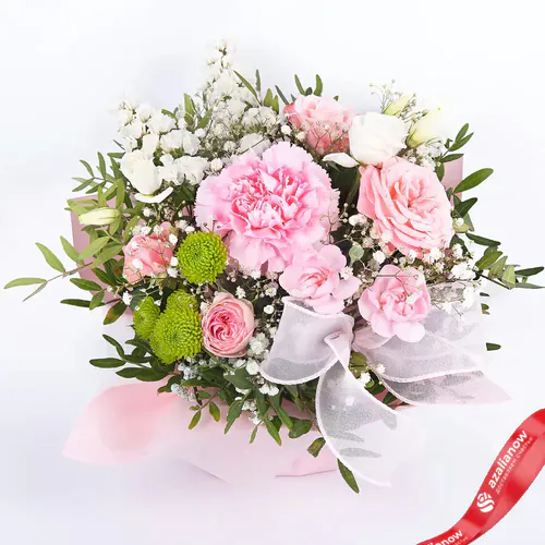 Фото 1: Букет из гвоздики, розы, хризантемы «Поэзия чувств». Сервис доставки цветов AzaliaNow