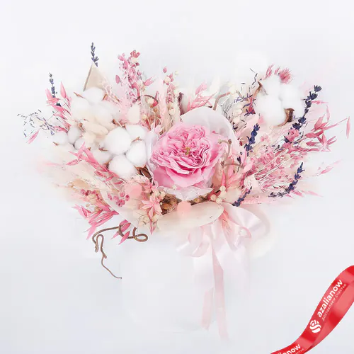 Фото 1: Букет из пионовидной розы и сухоцвета «Розовый кварц». Сервис доставки цветов AzaliaNow