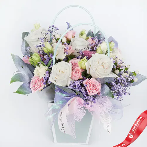 Фото 1: Букет из роз, лизиантусов и гипсофилы «Счастливый момент». Сервис доставки цветов AzaliaNow