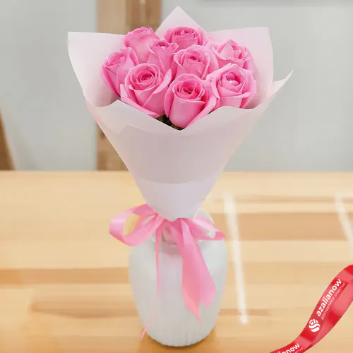 Фото 1: Акция! Букет из 9 роз в белой бумаге «Секрет роз». Сервис доставки цветов AzaliaNow