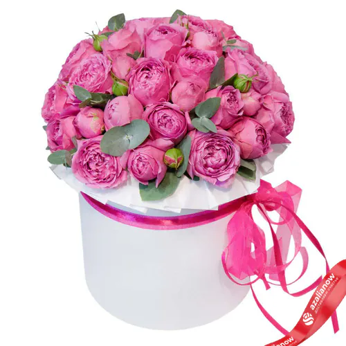 Фото 1: Букет из 19 кустовых розовых роз в коробке. Сервис доставки цветов AzaliaNow