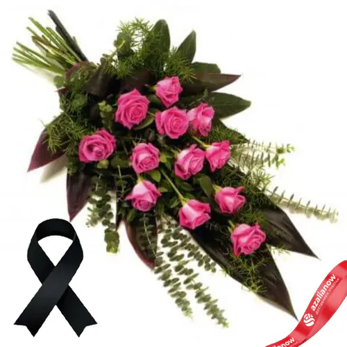 Фото 1: Траурный букет из 12 розовых роз «Прощание» (цветы на кладбище). Сервис доставки цветов AzaliaNow