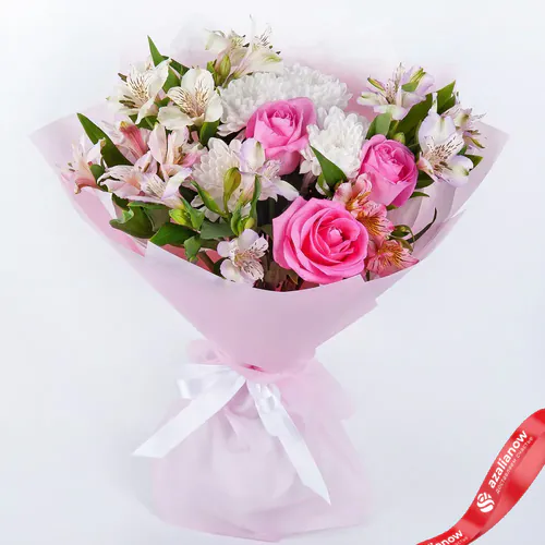 Фото 1: Букет из 5 альстромерий, 3 роз и хризантемы «Заколдованный сад». Сервис доставки цветов AzaliaNow