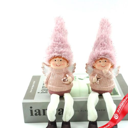 Фото 2: Сувенир «Ангел сидящий» (керамика), Н10х7х5см, в асс., розовый