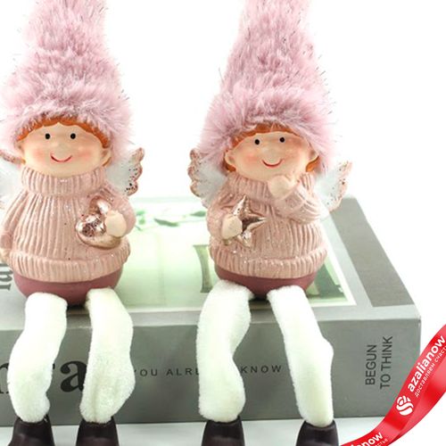 Фото 3: Сувенир «Ангел сидящий» (керамика), Н10х7х5см, в асс., розовый