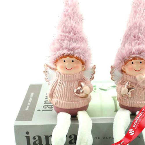 Фото 4: Сувенир «Ангел сидящий» (керамика), Н10х7х5см, в асс., розовый