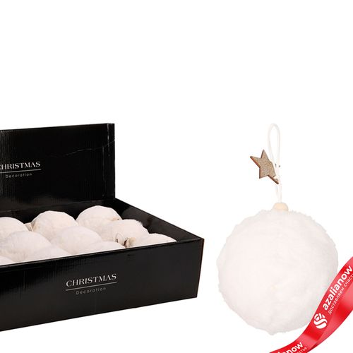 Фото 3: Украшение подвесное «Шар со звездой» (пластик), D12см, белый