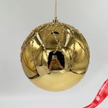 Маленькое фото 1: Украшение подвесное «Шар с глиттером» (пластик), D15см, золотой
