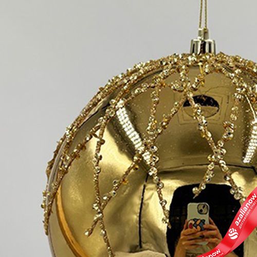 Фото 4: Украшение подвесное «Шар с глиттером» (пластик), D15см, золотой