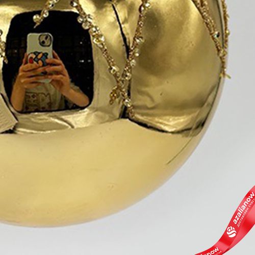 Фото 5: Украшение подвесное «Шар с глиттером» (пластик), D15см, золотой