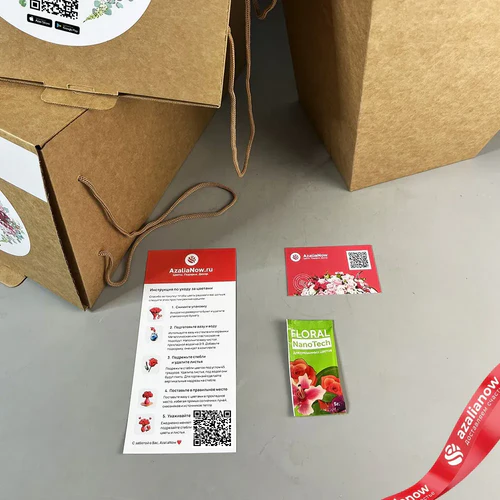 Фото 7: Букет из 45 тюльпанов микс с белой лентой